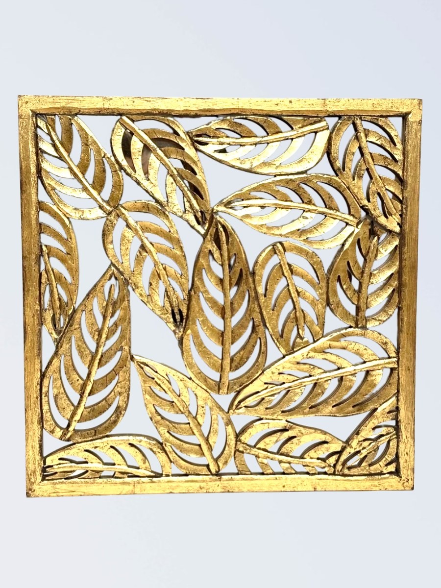 Панно настенное резное, манго и МДФ, коричневый антик, 91×91 см